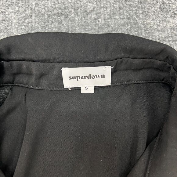 Superdown Jazmin Zip Up Jumpsuit Womens S Small Black Belted Waist Elastic Leg - Picture 5 of 14